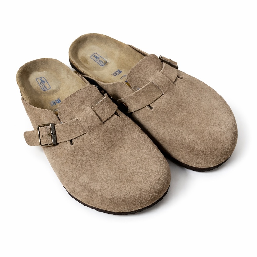 BIRKENSTOCK BOSTON CLOGS TAUPE 39 WIDE SOFT FOOTBED